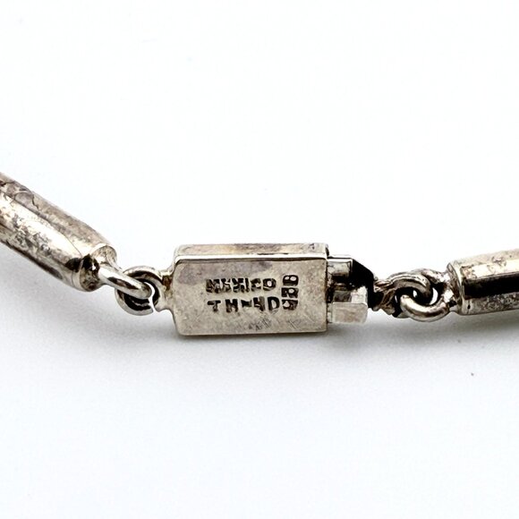 Vintage Mexican Sterling Silver Choker Necklace – Taxco Black Cord Collar - Picture 3 of 9